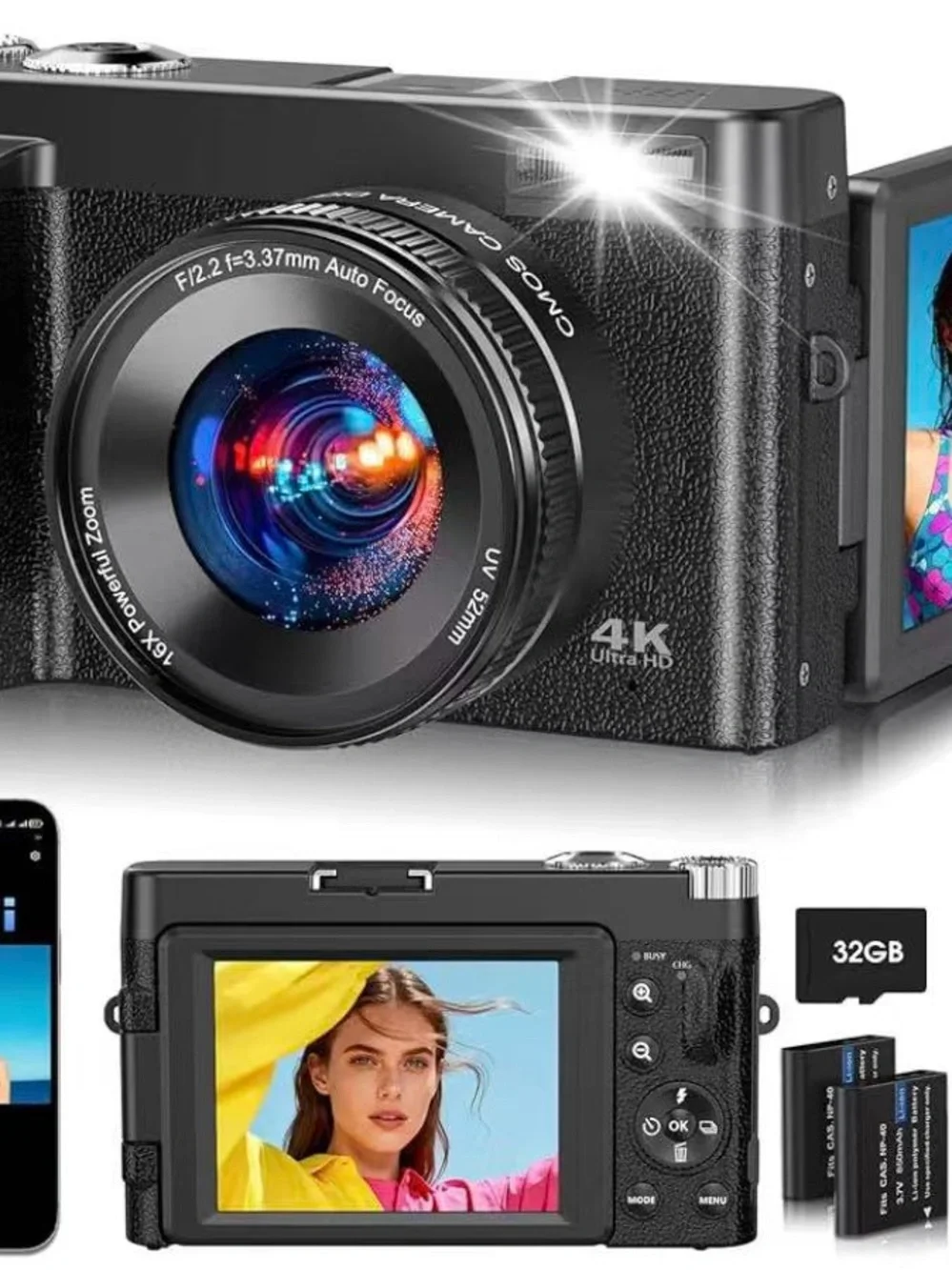 Compact 4K Digital Camera - Black